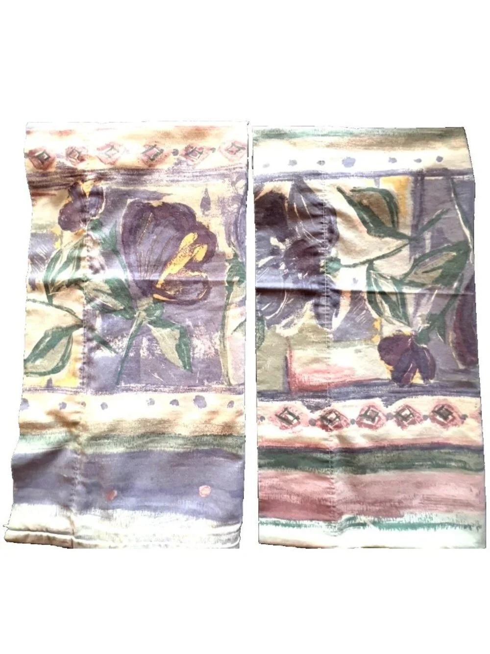 Pair DAN RIVER Pillowcases Standard NO-IRON Percale Purple Blue Watercolor USA